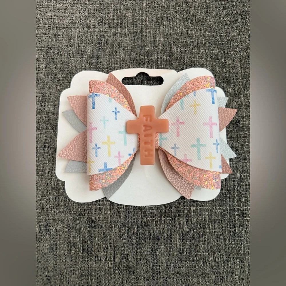 Multicolor Cross Pattern Hair Bow